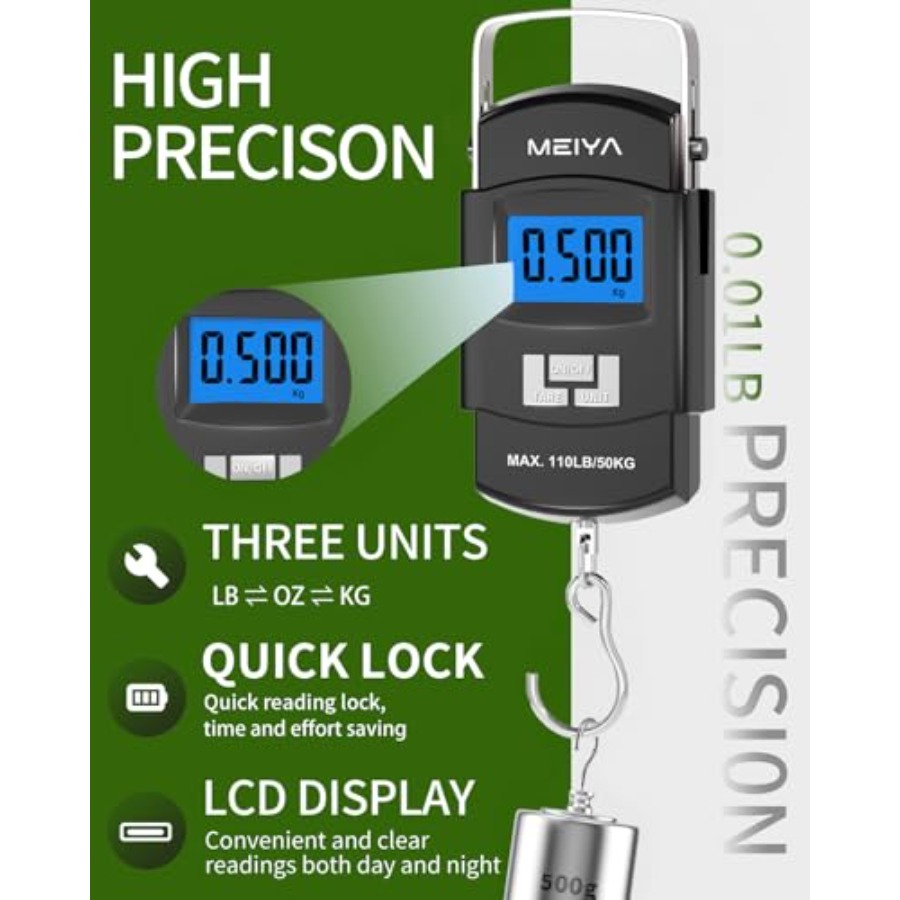 Fish Scale 110lb/50kg Digital  - Fishing Hook Stainless Steel reseña y precio