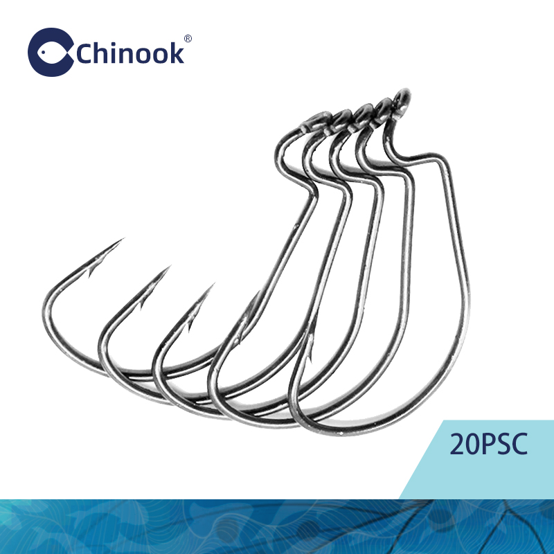 Chinook 20pcs Wide worm Texan  - Fishing Hook Barbless reseña y precio
