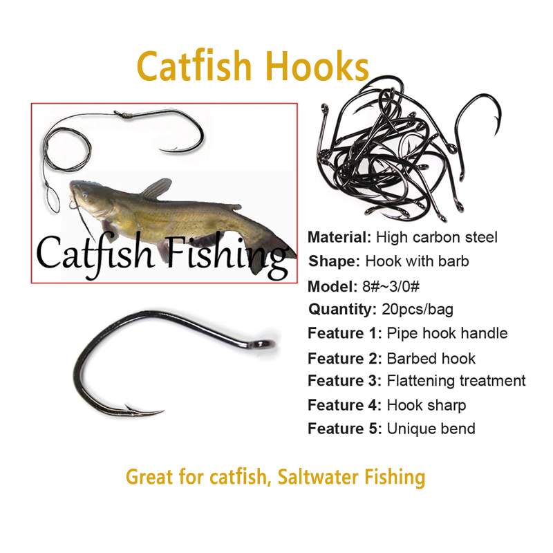 Wifreo 20pcs V Shape Catfish H - Fishing Hook Barbless reseña y precio