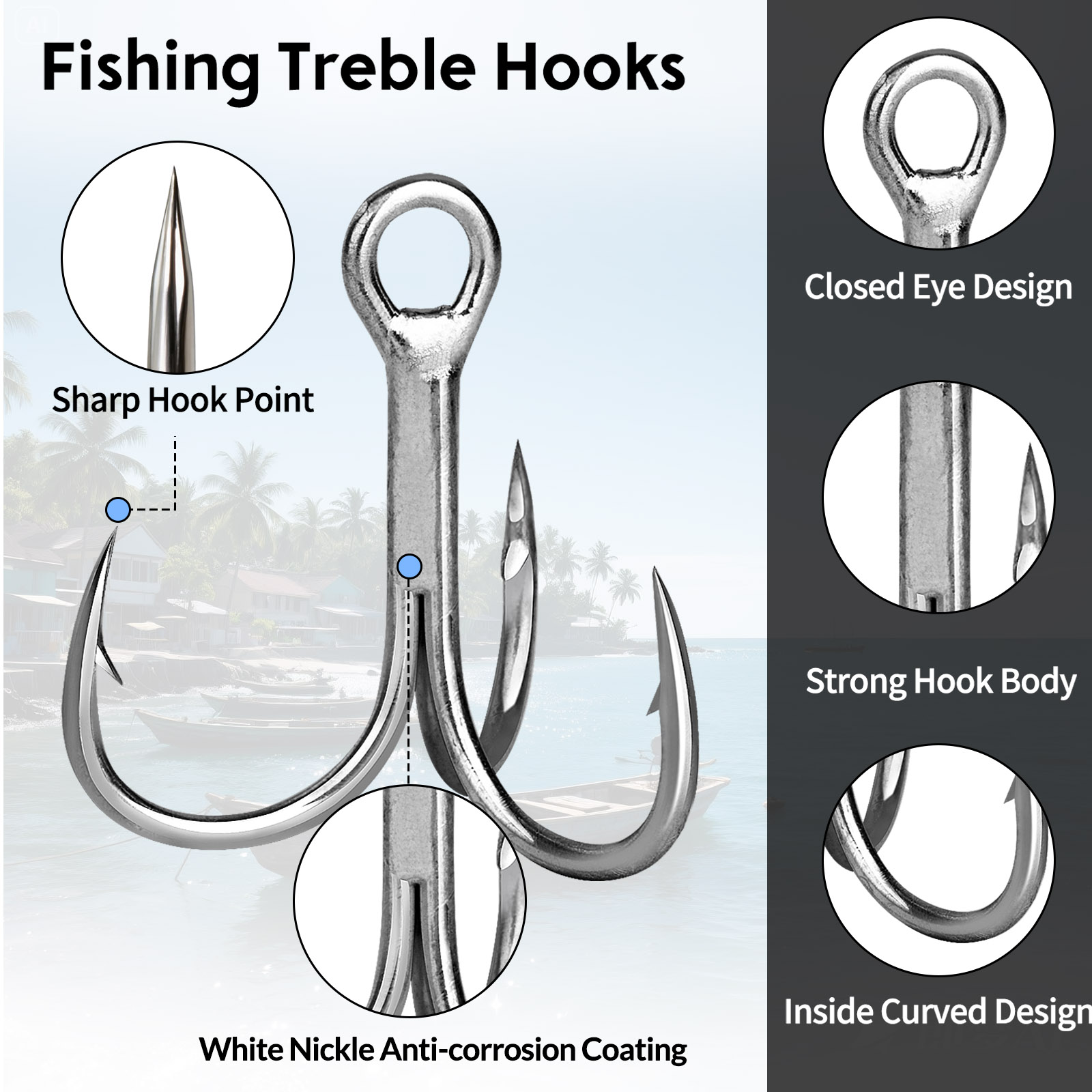 9KM Saltwater Treble Hooks 3X  - Fishing Hook Offset reseña y precio