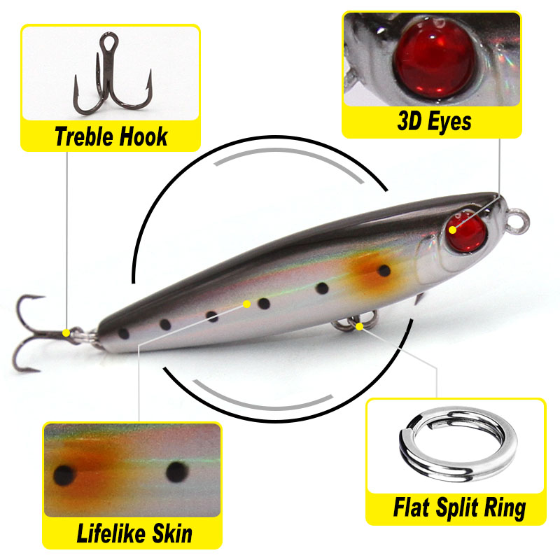 TacklePRO PE05 Pencil lure sti - Fishing Hook Treble reseña y precio